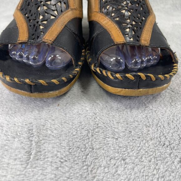 Ariat Sandals Womens Size 9B Del Ray Leather Wood Heels Black Brown 10007643 - Picture 8 of 16